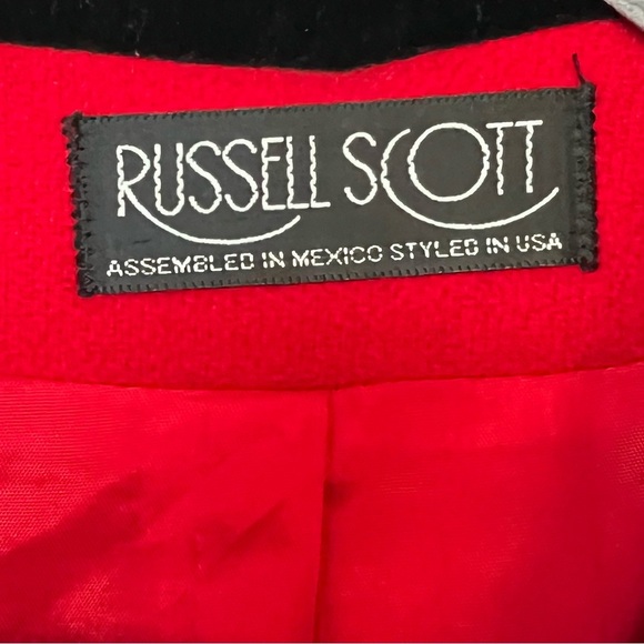 Vintage Russell Scott Women’s 80’s Wool Coat Red Black Single Breasted XL - Picture 8 of 13